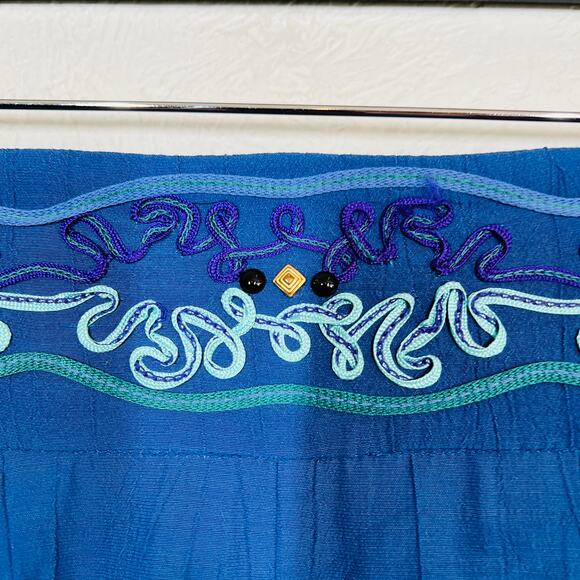 Cache Y2K Harem Pants Embroidered Beaded Waist Loose Fit Indigo - S - Picture 4 of 8